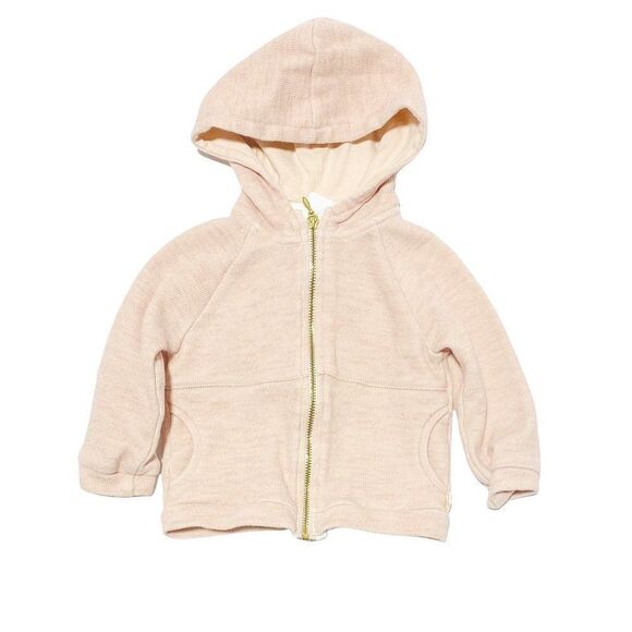 𝅺zara Mini Pink Knit Zip Up Hoodie with Elbow Patches - Picture 1 of 2